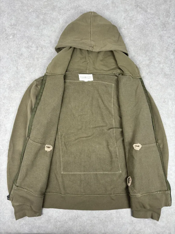 2010s Ralph Lauren Khaki Green American Flag Zip-up Hoodie - Image 7