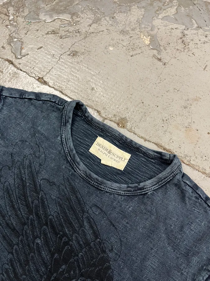 2010s Ralph Lauren Navy Eagle Graphic T-Shirt - Image 4