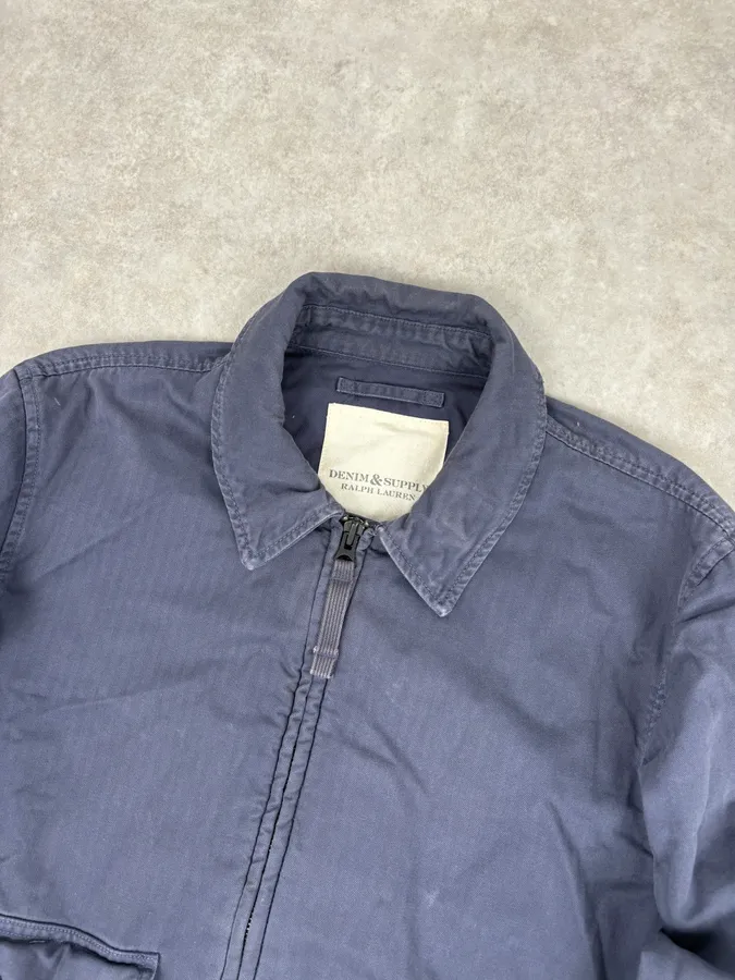 2010s Ralph Lauren Navy Faded Cargo Bomber Jacket - Image 4
