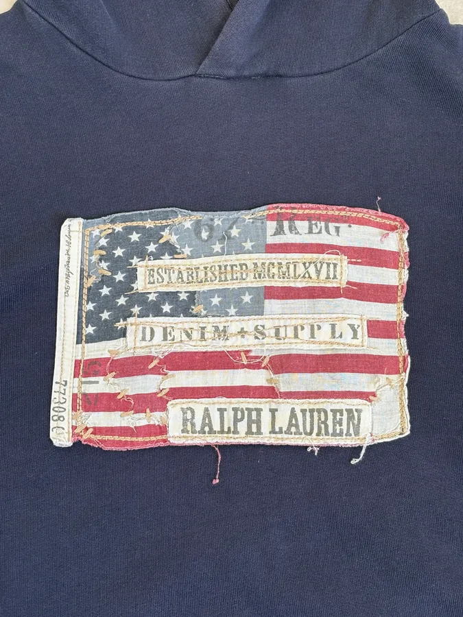 2010s Ralph Lauren Navy USA Flag Hoodie - Image 8