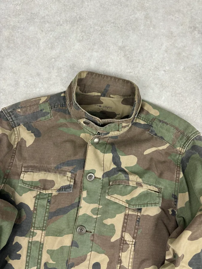 2010s Ralph Lauren Olive Camo Military Shirt Jacket - Image 4