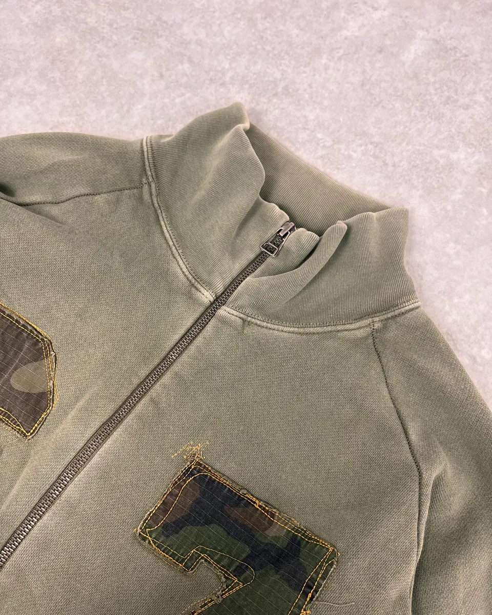 2010s Ralph Lauren Olive Camo Number Patch Zip-up Sweater - Image 5