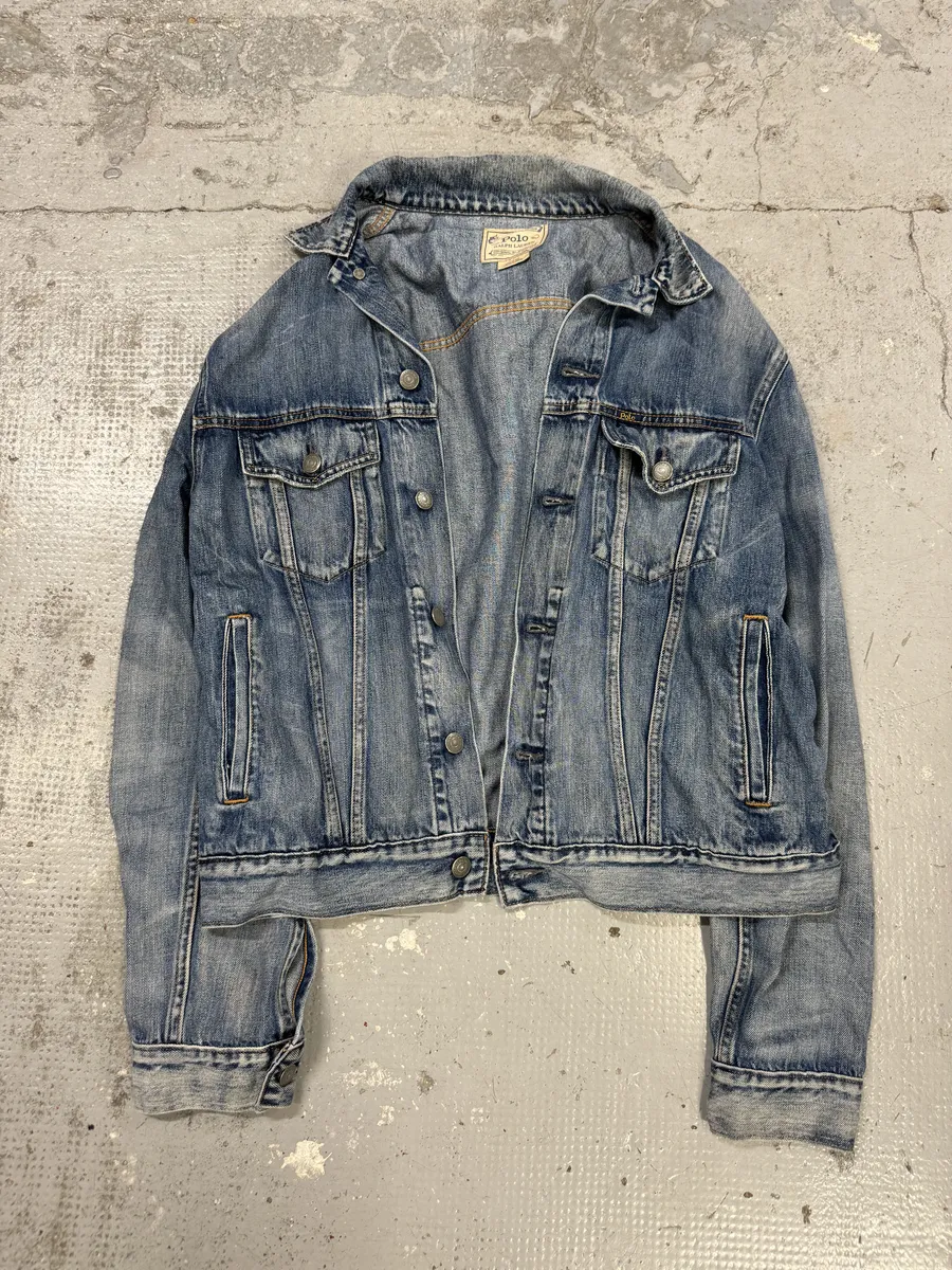 2010s Ralph Lauren USA Flag Blue Denim Jacket - Image 5