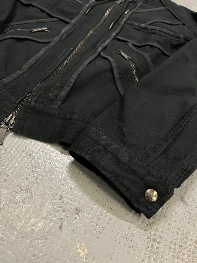 2010s Richmond Black Denim UK Flag Effect Jacket - Image 7