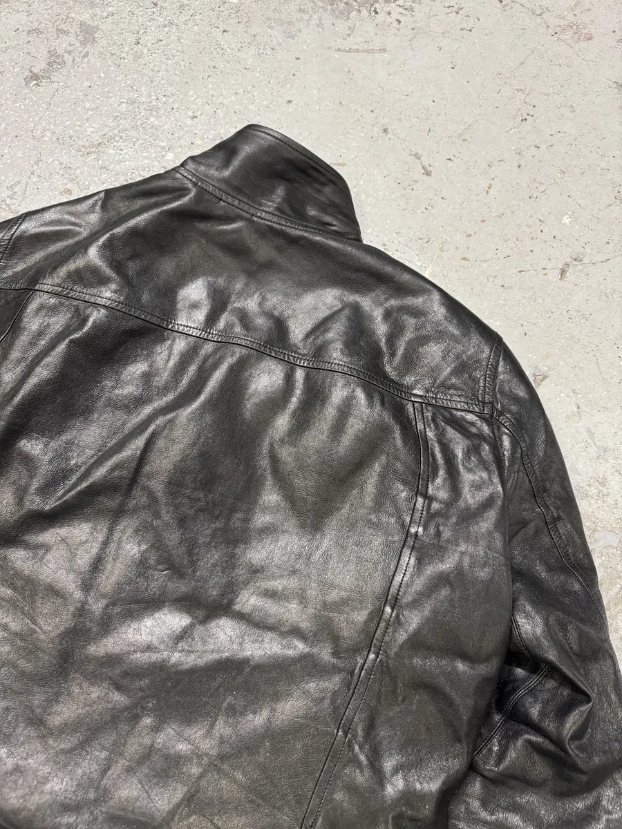2010s Rick Owens Asymmetrical Avant-Garde Black Leather Jacket - Image 10