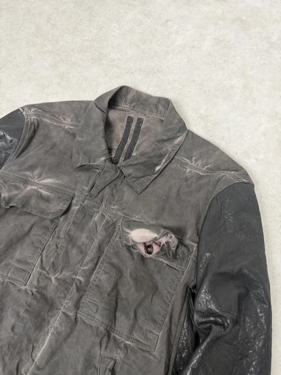 2010s Rick Owens Grey Hybrid Brut Leather Jacket - Image 12