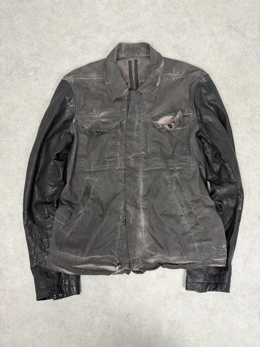 2010s Rick Owens Grey Hybrid Brut Leather Jacket - Image 4