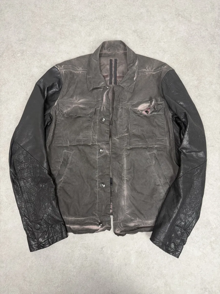 2010s Rick Owens Grey Hybrid Brut Leather Jacket - Image 5