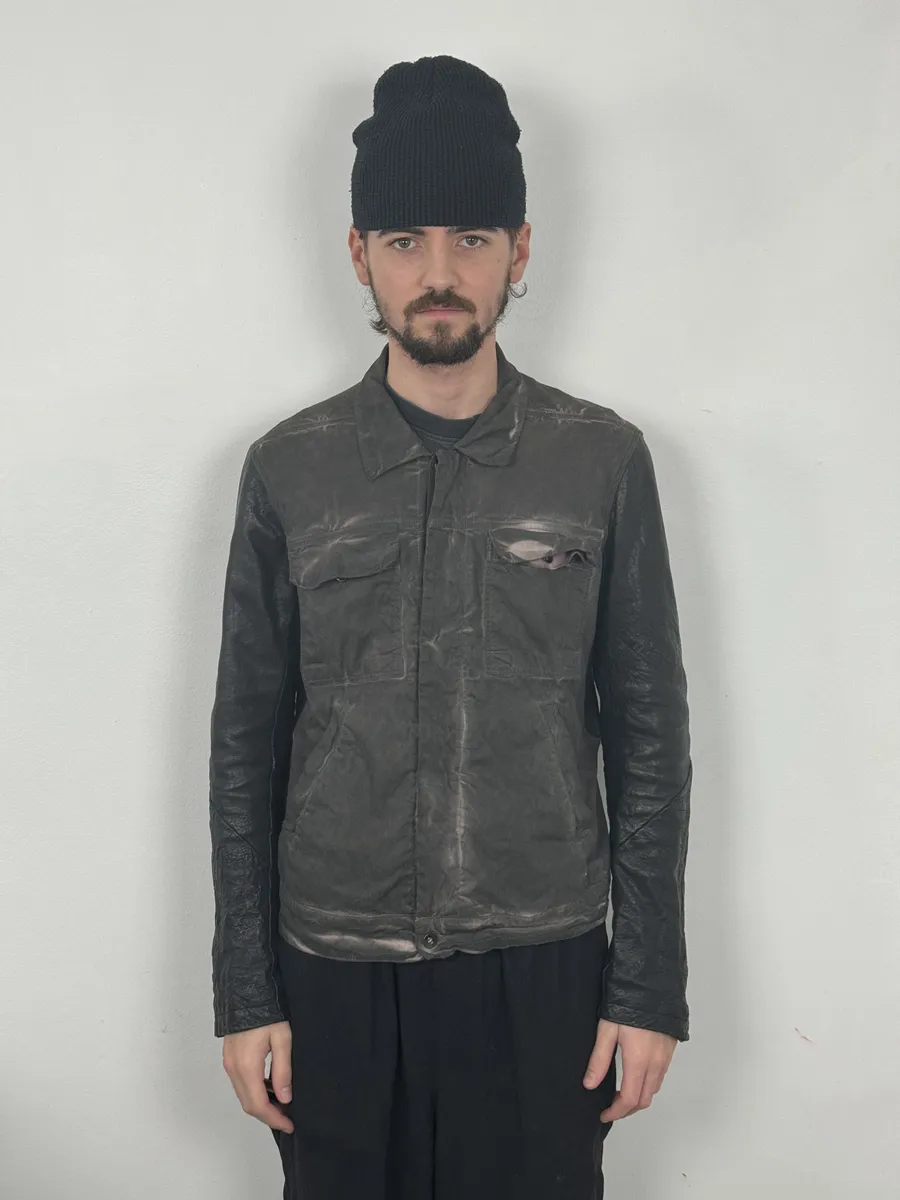 2010s Rick Owens Grey Hybrid Brut Leather Jacket - Image 6