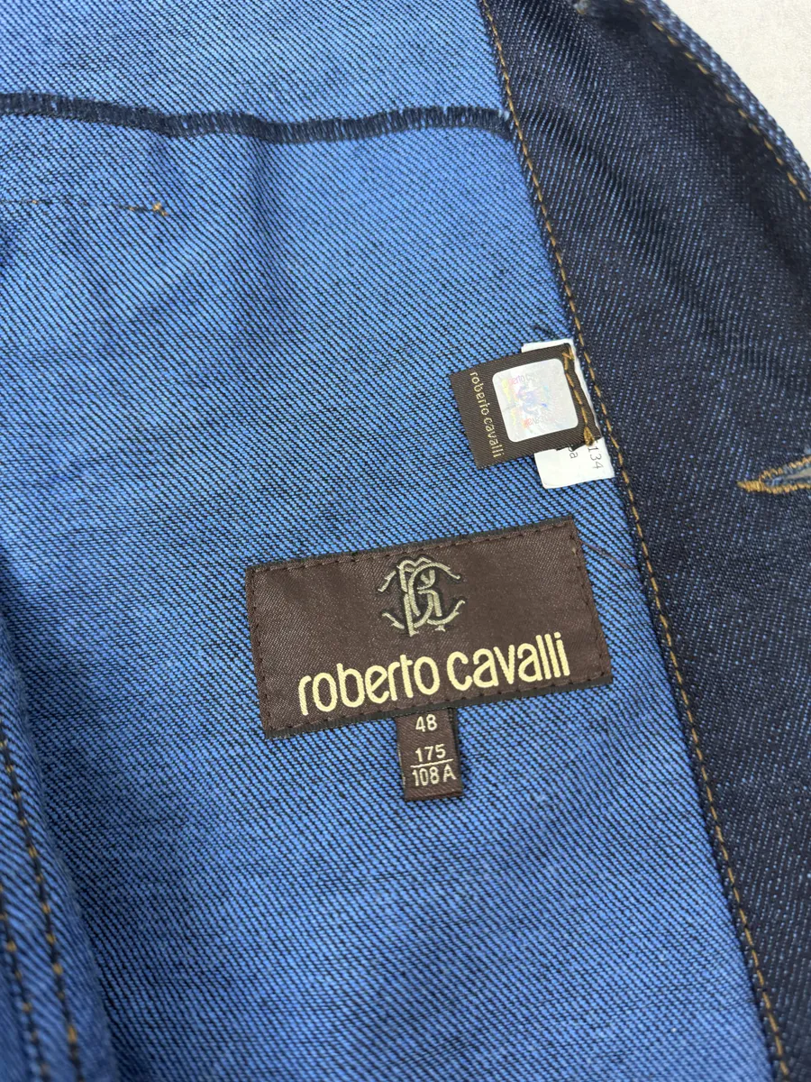 2010s Roberto Cavalli Brut Denim & Leather Premium Jacket - Image 7