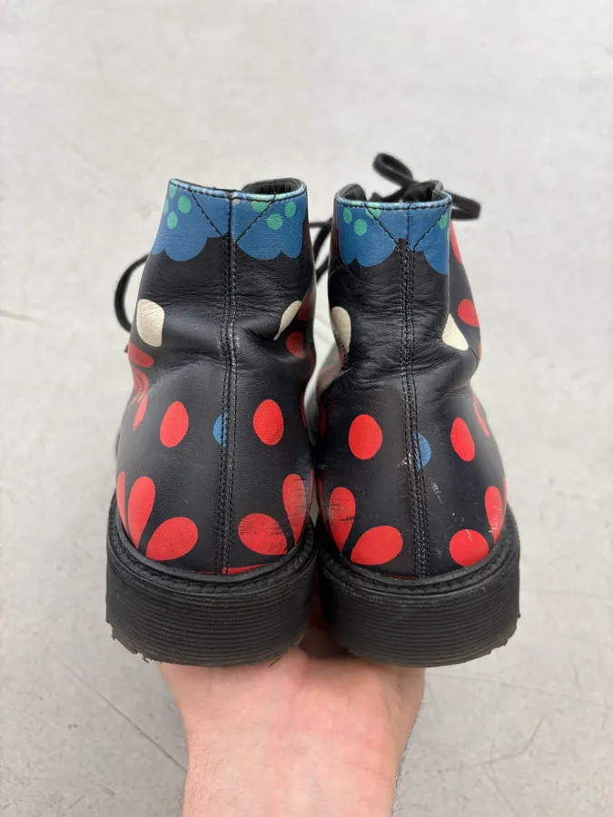 2010s Saint Laurent Black Floral Leather Combat Boots - Image 7