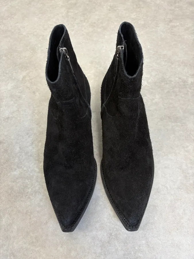 2010s Saint Laurent Black Suede Leather Ankle Boots - Image 2