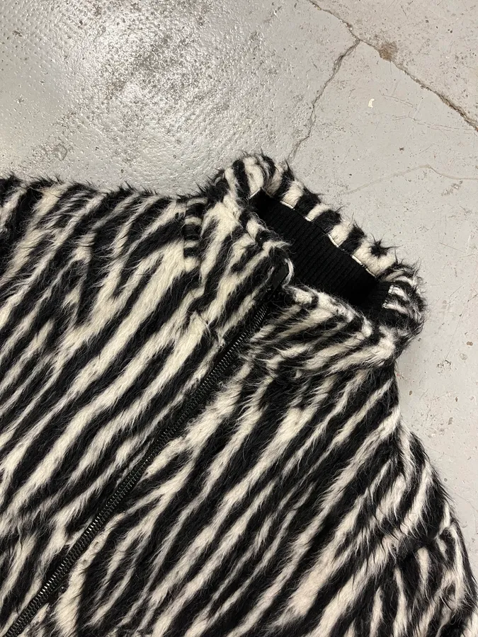2010s Saint Laurent Black & White Cashmere & Mohair Bomber Jacket - Image 5