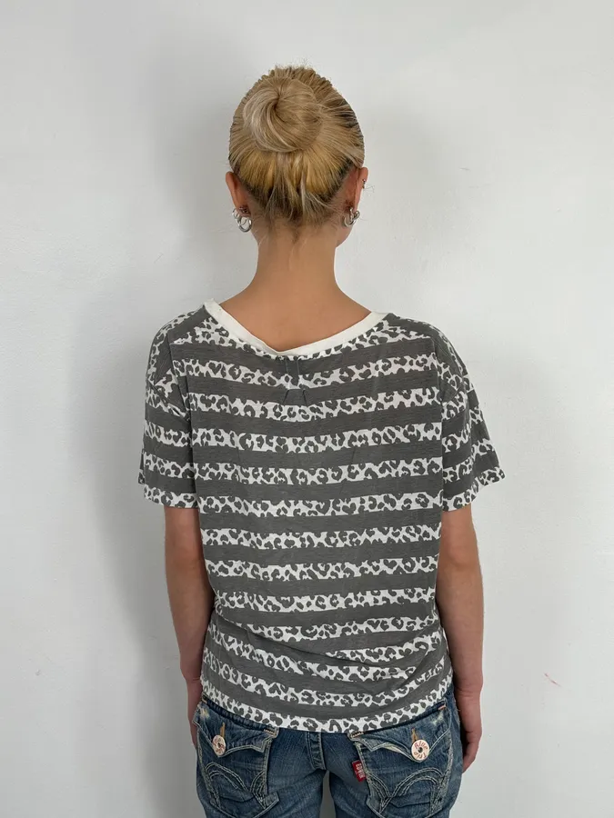 2010s Saint Laurent Black & White Leopard Striped T-Shirt by Hedi Slimane - Image 3