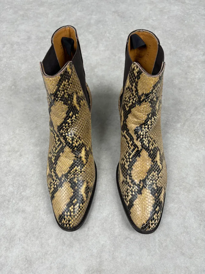 2010s Saint Laurent Yellow Python Leather Boots - Image 4