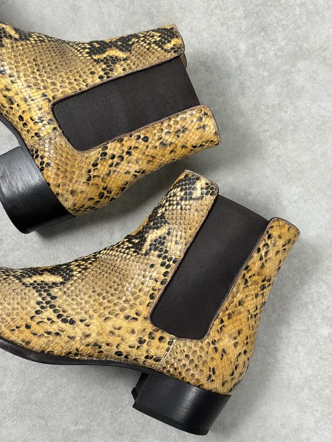 2010s Saint Laurent Yellow Python Leather Boots - Image 9