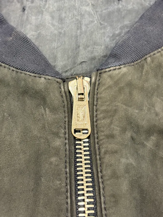 2010s Yves Saint Laurent Black Leather & Silk Zip-up Jacket - Image 9