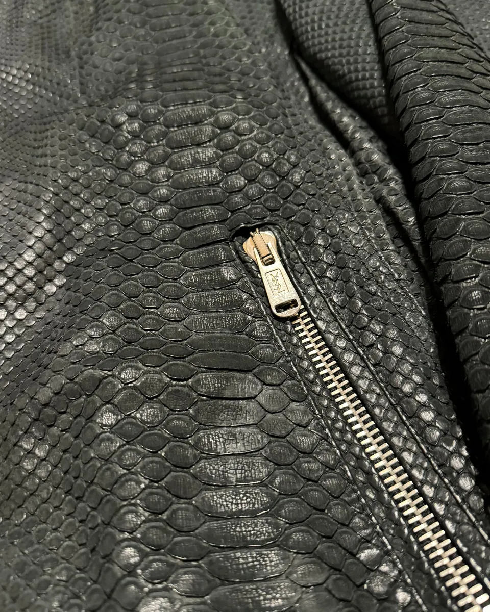 2010s Yves Saint Laurent Black Snakeskin Python Avant-Garde Leather Jacket - Image 13