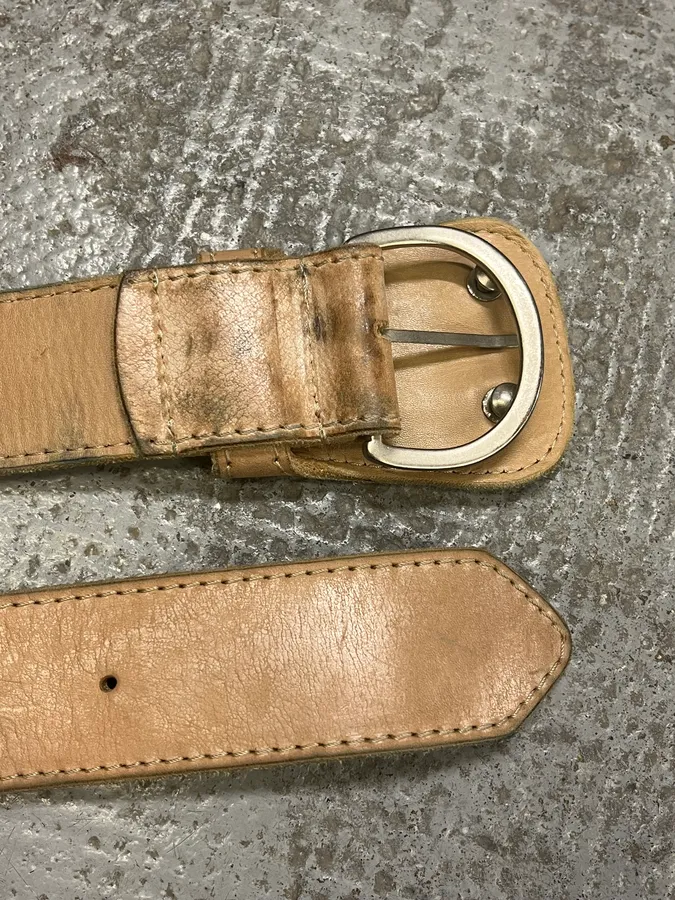 2012 Maison Margiela H&M Beige Cowboy Leather Belt - Image 6