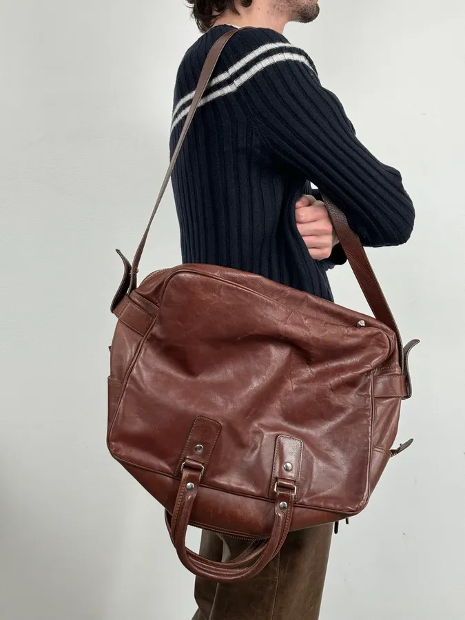 2012 Maison Margiela H&M Brown Shoulder Leather Bag