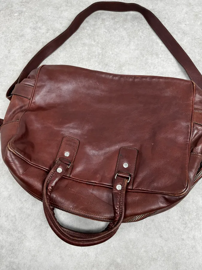 2012 Maison Margiela H&M Brown Upside Down Shoulder Leather Bag - Image 5