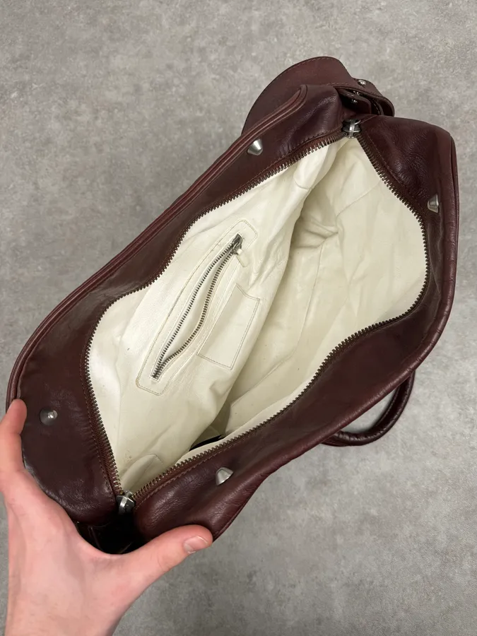 2012 Maison Margiela H&M Brown Upside Down Shoulder Leather Bag - Image 8