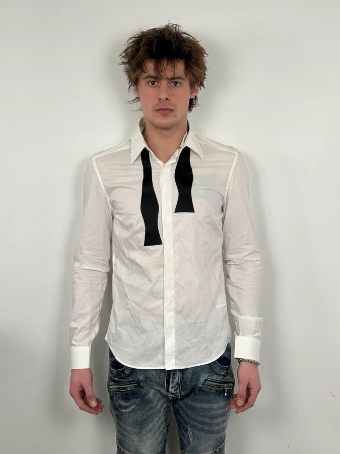2012 Maison Margiela H&M Detachable Collar White Black Tie Shirt - Image 2