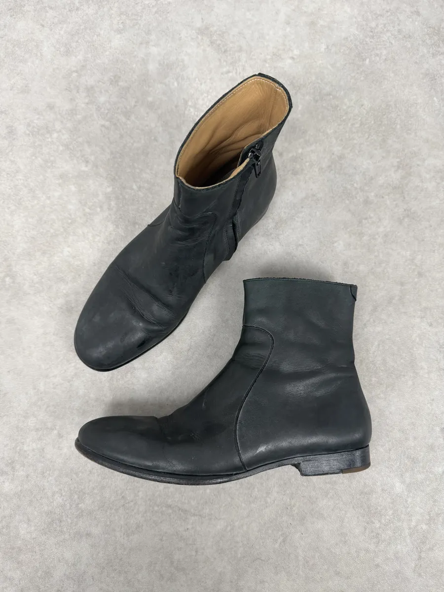 2012 Maison Margiela H&M Grey Leather Boots - Image 2