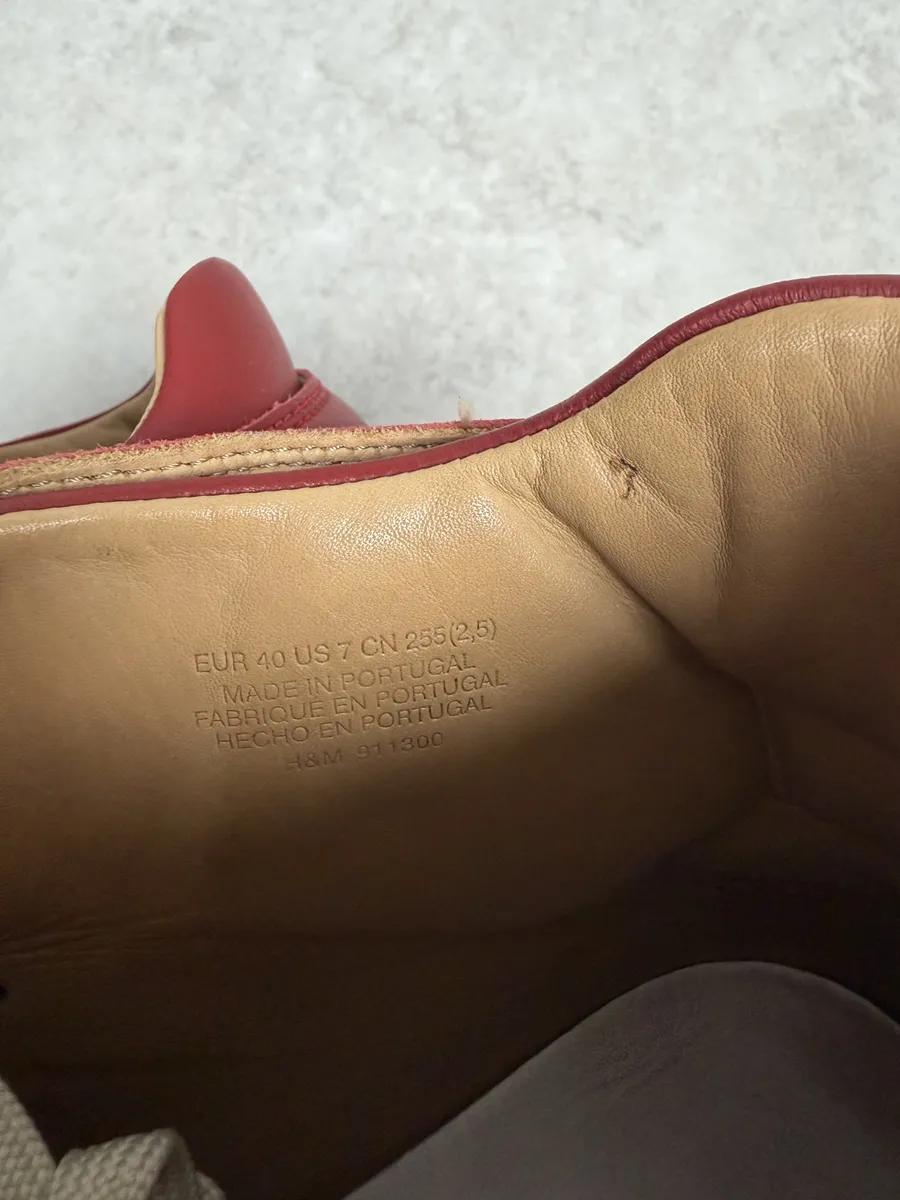 2012 Maison Margiela H&M Red High Leather Gum Sneakers - Image 6