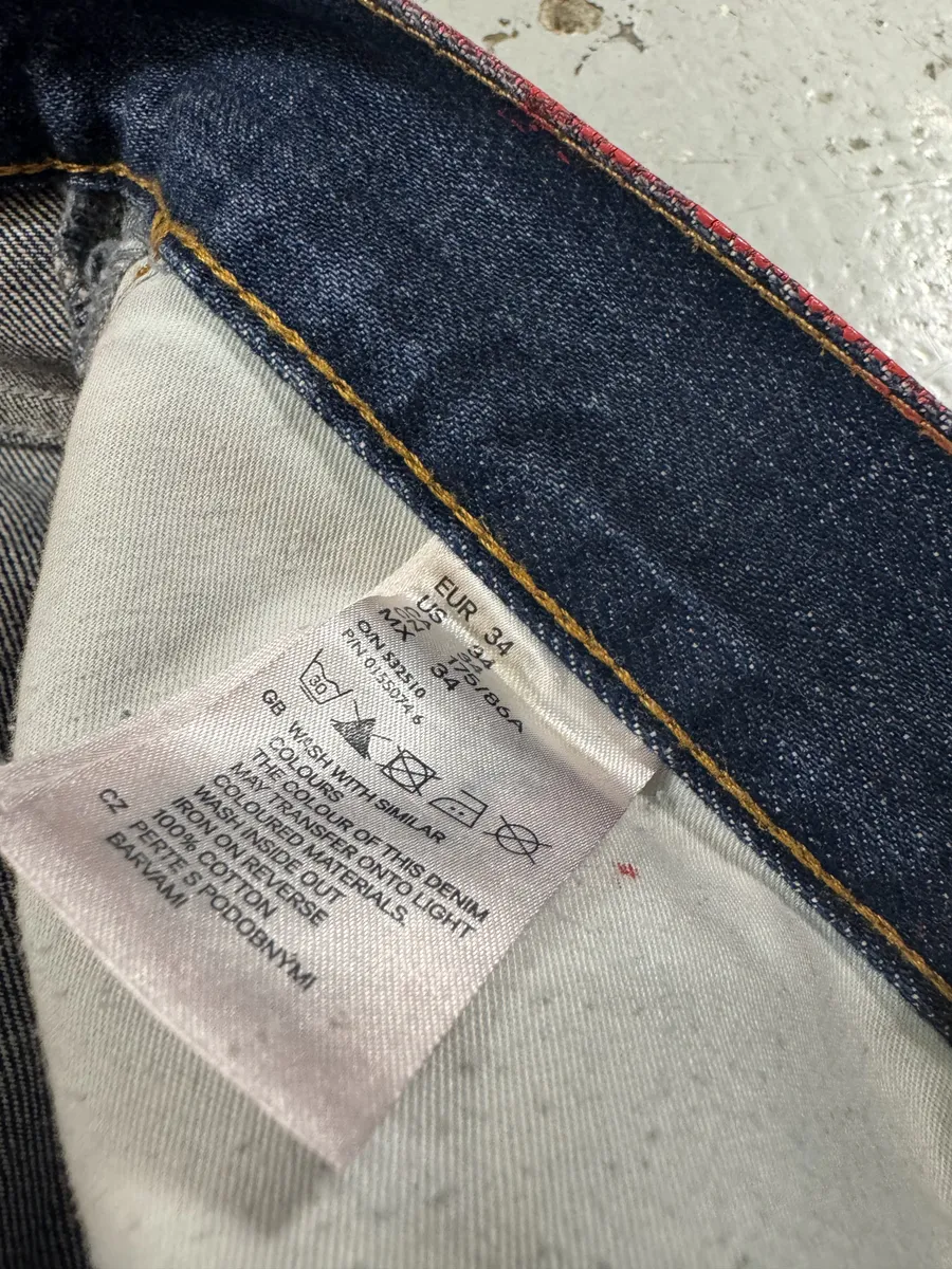 2012 Maison Margiela H&M Red Painted Slim Denim Jeans - Image 10