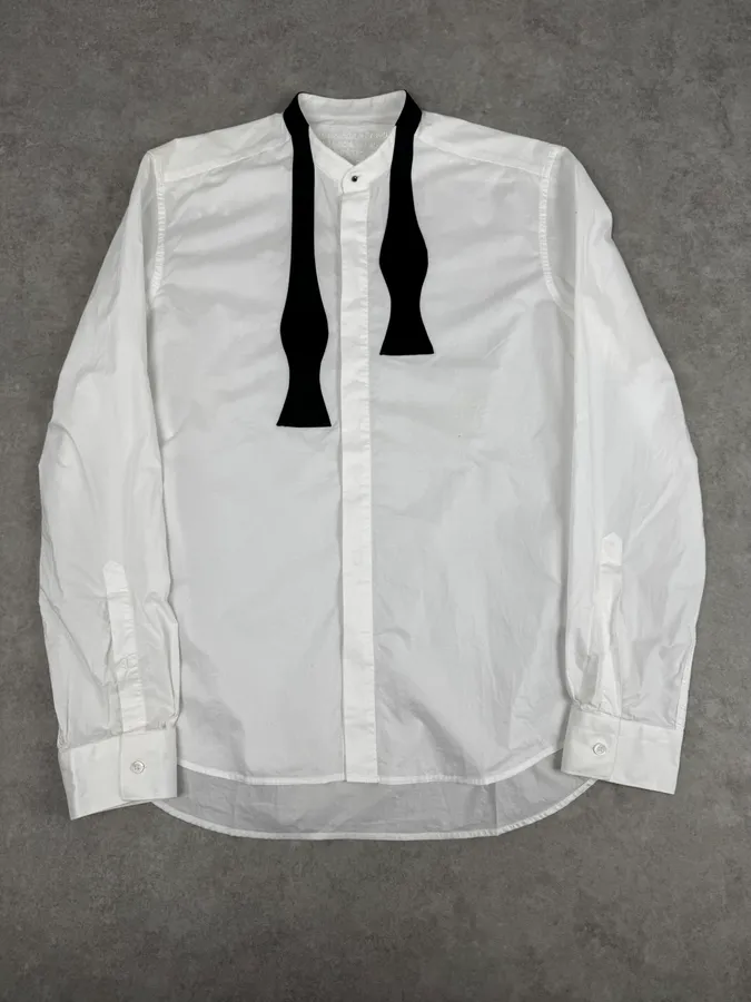 2012 Maison Margiela H&M White Bow Tie Trompe L’Oeil Shirt