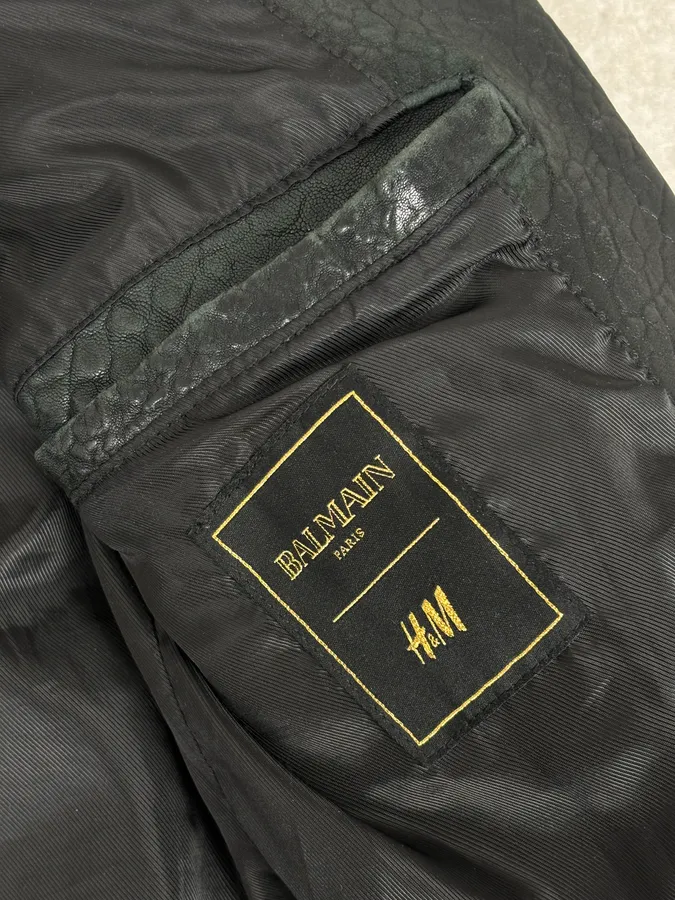 2015 Balmain H&M Black Leather Horpist Avant-Garde Rock Jacket - Image 11