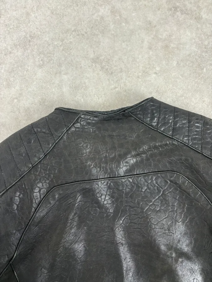 2015 Balmain H&M Black Leather Horpist Avant-Garde Rock Jacket - Image 6