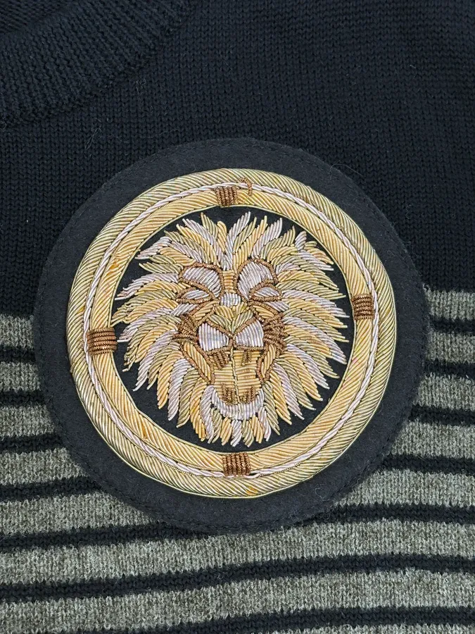 2015 Balmain H&M Striped Signature Buttoned Sweater - Image 8