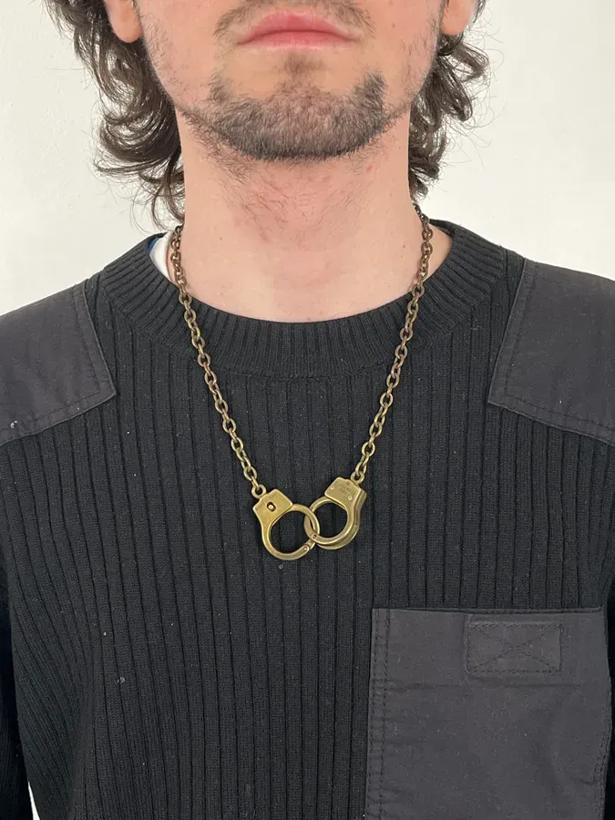 2015 Dsquared2 Gold Brass Handcuff Chain Link Penitentiary Edition - Image 4