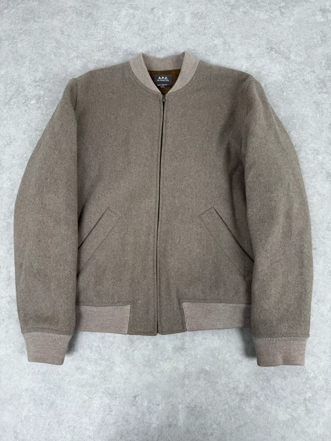 A.P.C. Beige Classy Wool Bomber Jacket