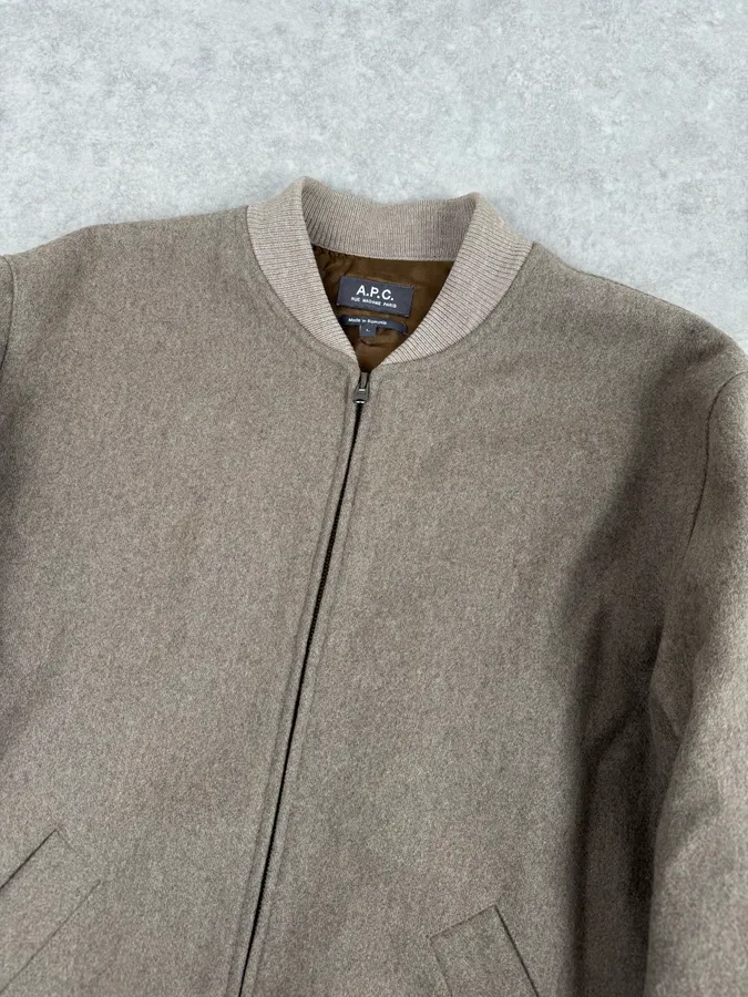 A.P.C. Beige Classy Wool Bomber Jacket - Image 5