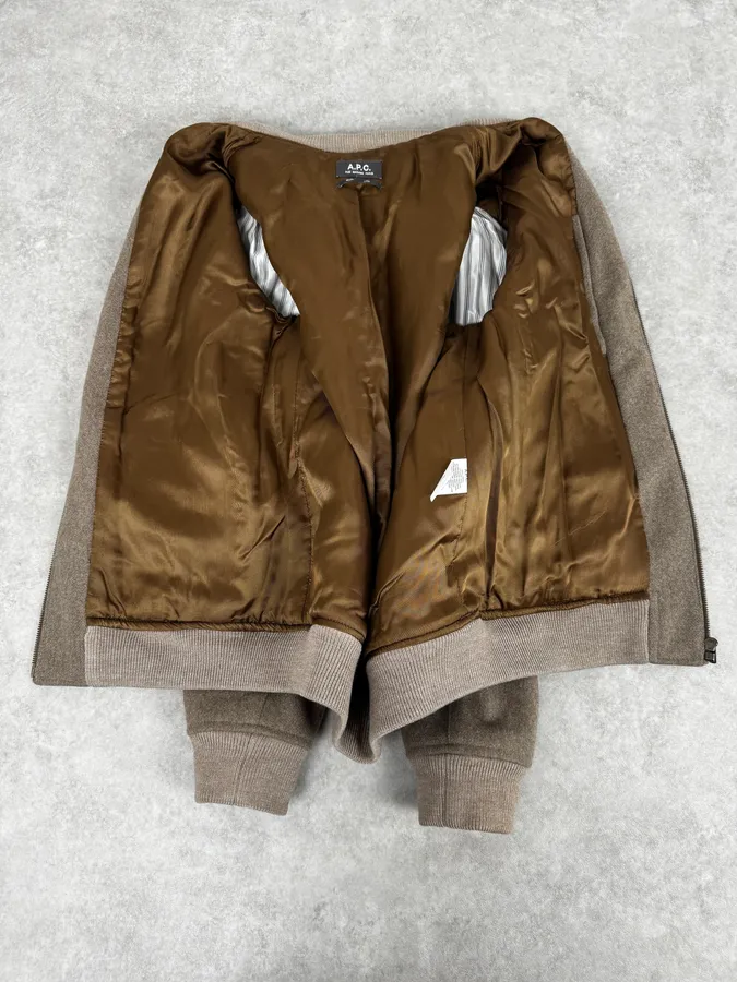 A.P.C. Beige Classy Wool Bomber Jacket - Image 7