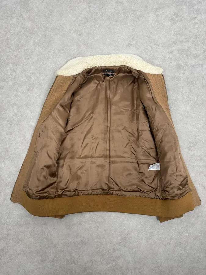 A.P.C Beige Classy Wool White Collar Jacket - Image 9