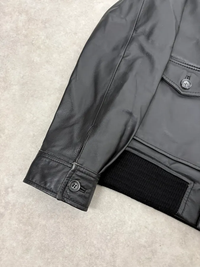 A.P.C. Black Buttoned Leather Minimalist Jacket - Image 8