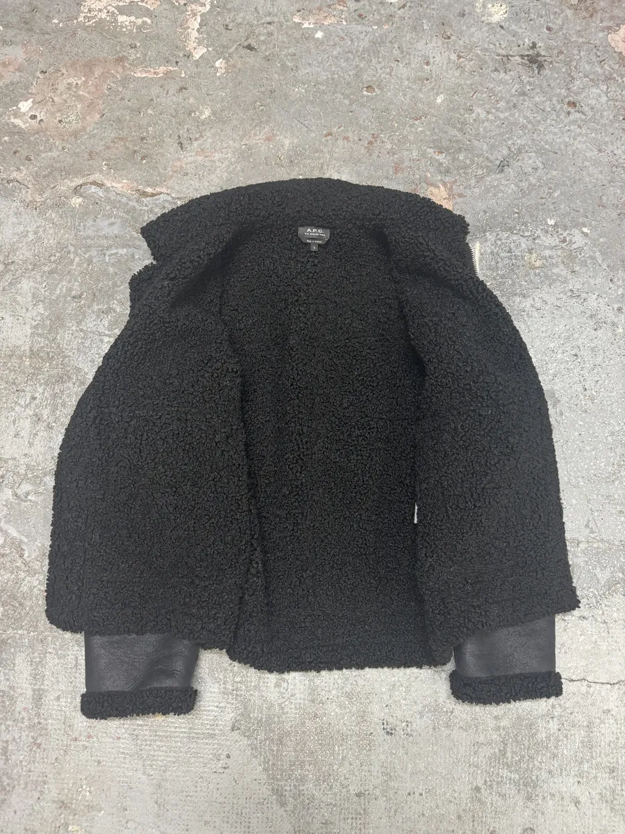 A.P.C. Black Premium Minimalist Shearling Leather Jacket - Image 2