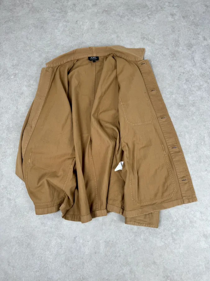 A.P.C. Camel Cotton Shirt Jacket Cargo Pockets - Image 12