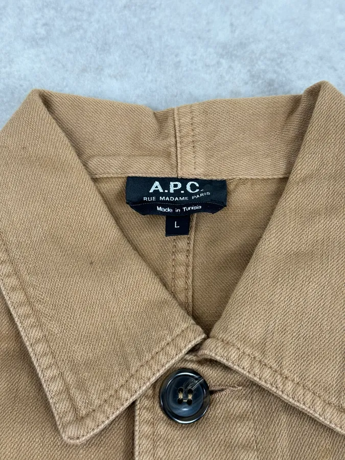 A.P.C. Camel Cotton Shirt Jacket Cargo Pockets - Image 8