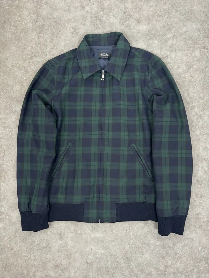 A.P.C College Tartan Navy & Green Jacket