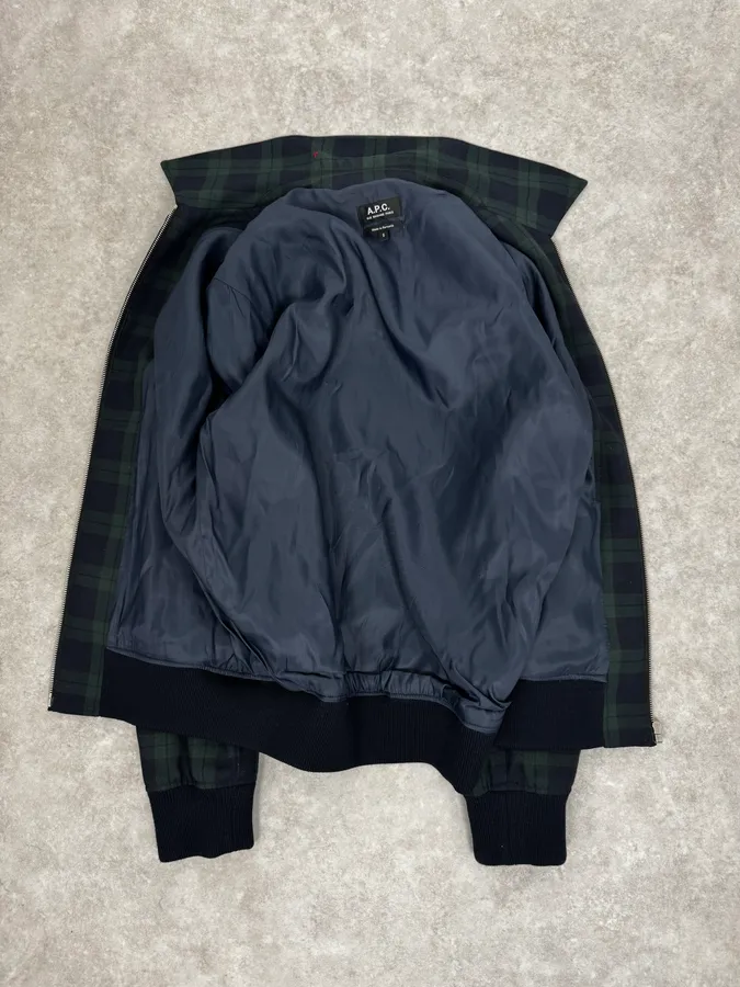 A.P.C College Tartan Navy & Green Jacket - Image 7