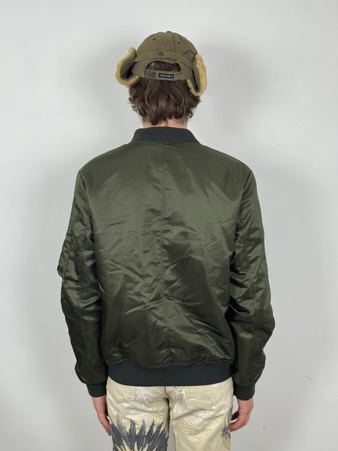 A.P.C. Dark Satin Green Bomber Jacket - Image 3
