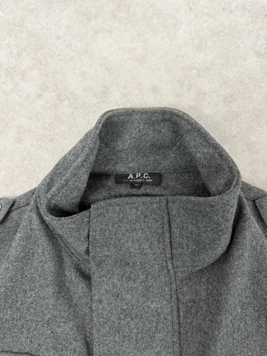 A.P.C. Imperial Grey Wool Parka Jacket - Image 9