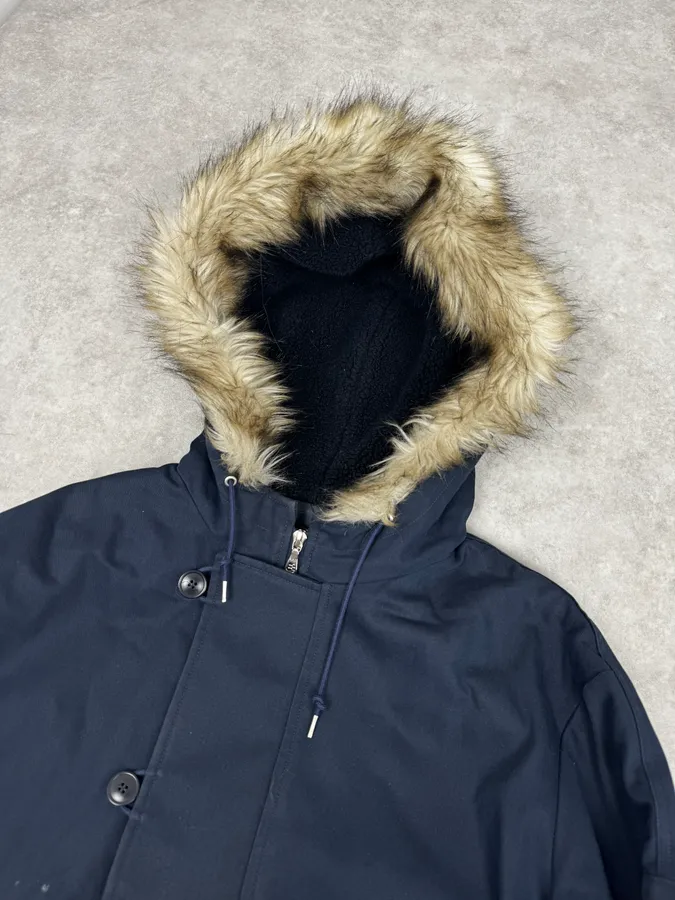 A.P.C. Navy Aviator Fur Hooded Bomber Jacket - Image 7