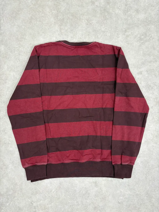 A.P.C. Red & Bordeaux Striped Crewneck Sweater - Image 6