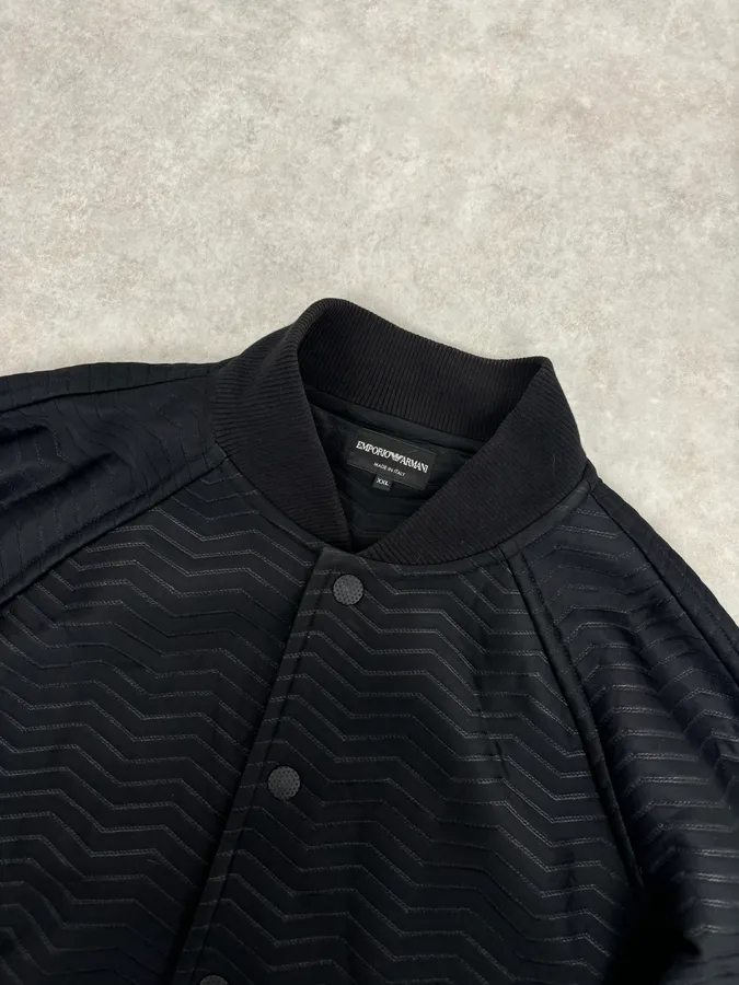 A2013 Emporio Armani Black Patterned Bomber Jacket - Image 4